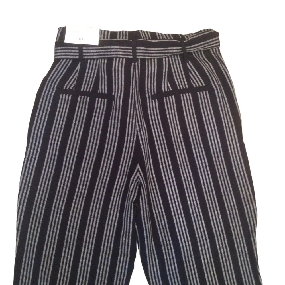 Loft Outlet Linen Blend High-Rise Stripped Cropped Pants Size 10P - Picture 4 of 11